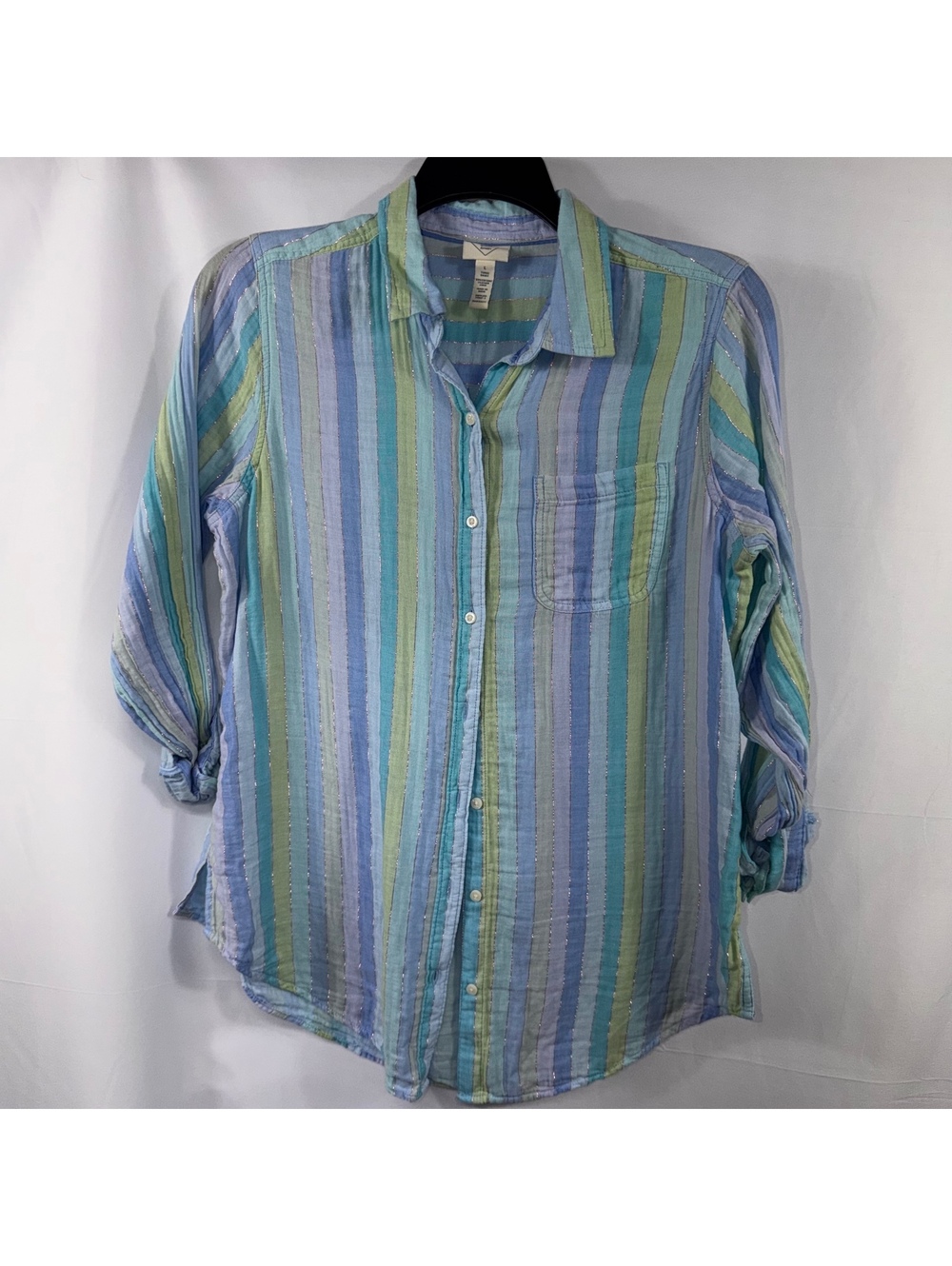 St. John’s Bay Striped Tunic Shirt Large Cotton